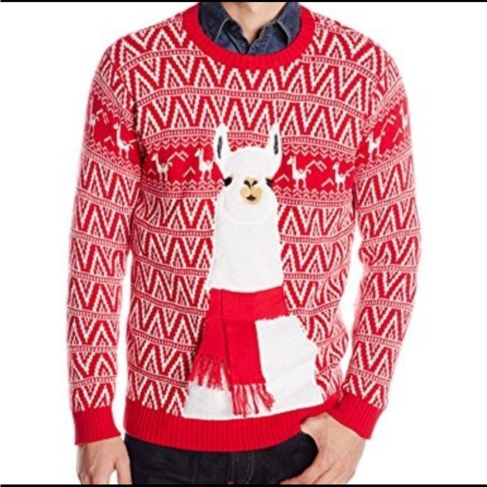 Llama Ugly Christmas Sweater Holiday M Medium